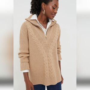 Tuckernuck Camel Quarter Zip Estella Sweater, Size XS